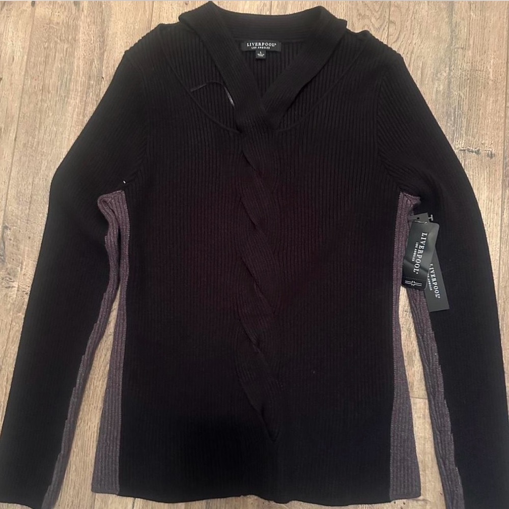 Liverpool Black and Gray V Neck Sweater